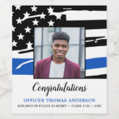 Polizeiliche Graduierung Party Foto Thin Blue Line Weinetikett (Einzelnes Label)