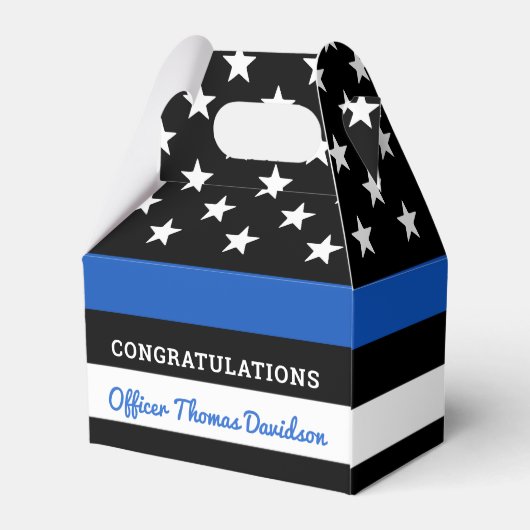 Polizeiliche Graduierungspartei Custom Thin Blue L Geschenkschachtel (Rückseite)