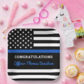 Polizeiliche Graduierungspartei - Flagge mit blaue Pappteller (Party)