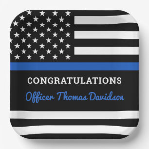 Polizeiliche Graduierungspartei - Flagge mit blaue Pappteller
