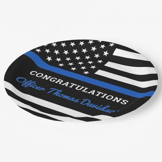 Polizeiliche Graduierungspartei Moderne Flagge mit Pappteller (Schrägansicht)