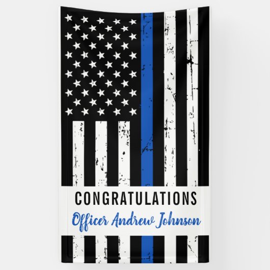 Polizeiliche Graduierungspartei Thin Blue Line Banner (Vertikal)