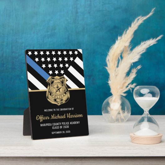 Polizeiliche Graduierungspartei Thin Blue Line Wil Fotoplatte (Seite)