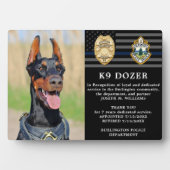 Polizeiliche Hunderuhe Thin Blue Line K9-Foto Fotoplatte (Vorderseite)