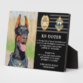 Polizeiliche Hunderuhe Thin Blue Line K9-Foto Fotoplatte (Seite)