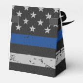 Polizeiliche Party Vintage Flagge dünne blaue Lini Geschenkschachtel (Rückseite)