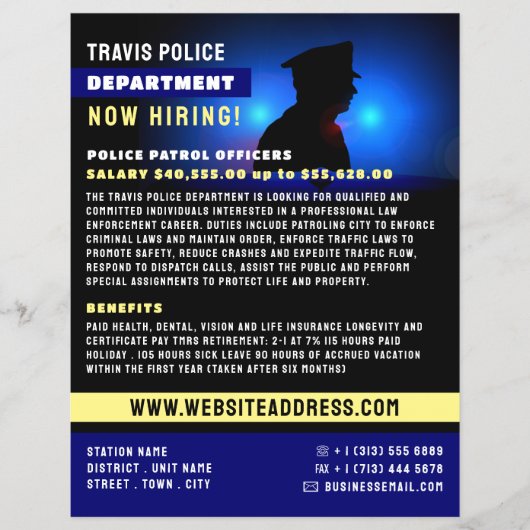 Polizeiliche Silhouette, Einstellung von Polizeibe Flyer (Vorne)