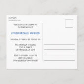 Polizeilicher Abschluss - Blaue Linie - Durchsetzu Einladungspostkarte (Rückseite)