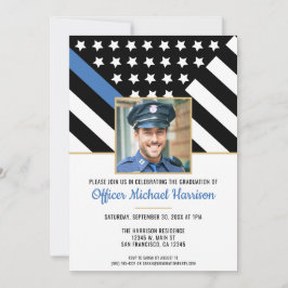 Polizeilicher Abschluss Blue Line Foto für die Str Einladung