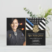 Polizeilicher Abschluss Blue Line Foto für die Str Einladung (Stehend Vorderseite)