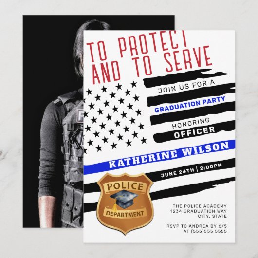 Polizeilicher Abschluss Einladung (Vorne/Hinten)