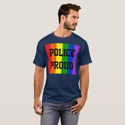 Polizeilicher Gay Rainbow Dunkler T - Shirt (Vorne ganz)