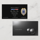 Polizeiliches Abzeichen mit dünner blauer Linie un Visitenkarte (Vorne/Hinten)