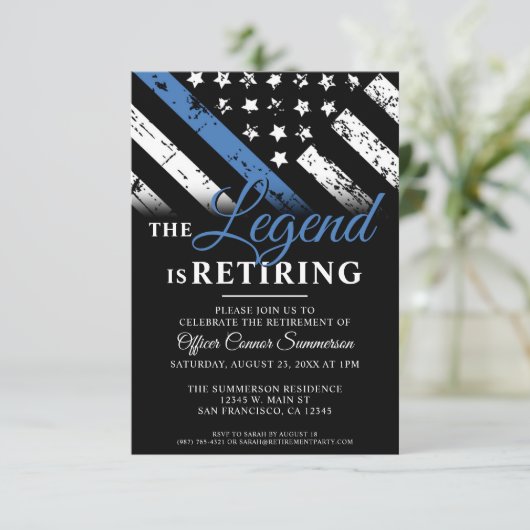 Polizeiliches Party "Blue Line Law Enforcement Ren Einladung (Stehend Vorderseite)