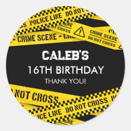 Polizeiliches Party mit Gelb Nicht Klebeband überk Runder Aufkleber