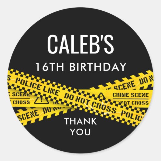 Polizeiliches Party mit Gelb Nicht Klebeband überk Runder Aufkleber (Vorderseite)