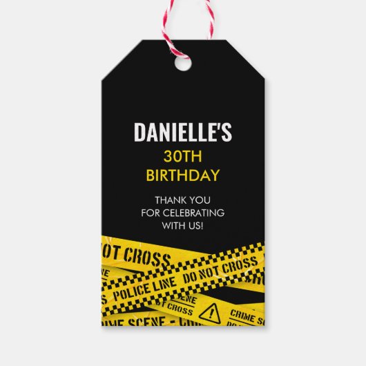 Polizeiliches Party mit gelben Kriminalitätsstreif Geschenkanhänger (Vorderseite)