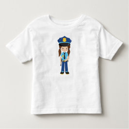 Polizeimädchen, Polizeibeamter, Polizist, Braunhaa Kleinkind T-shirt