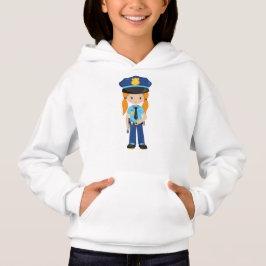 Polizeimädchen, Polizeibeamter, Polizist, Orangenh Hoodie