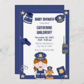 Polizeimädchendusche Einladung (Vorne/Hinten)