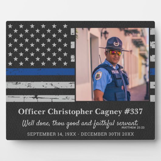 PolizeiMemorial für das Foto von Thin Blue Line Fotoplatte (Vorderseite)