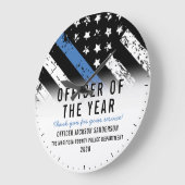 Polizeimitarbeiter der Thin Blue Line des Jahres Große Wanduhr (Winkel)