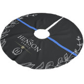 Polizeimonogramm| Thin Blue Line Weihnachten Polyester Weihnachtsbaumdecke (Schrägansicht)