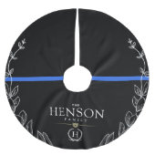 Polizeimonogramm| Thin Blue Line Weihnachten Polyester Weihnachtsbaumdecke (Vorderseite)