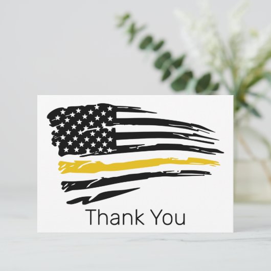 Polizeinotdienst für dünne Goldlinie 911 Dankeskarte (Stehend Vorderseite)
