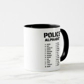 Polizeiphonetic Alphabet Chart für Offiziere Tasse (VorderseiteRechts)