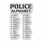 Polizeiphonetischer Alphabet Guide Aufkleber (Vorderseite)