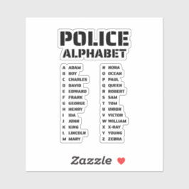 Polizeiphonetischer Alphabet Guide Aufkleber