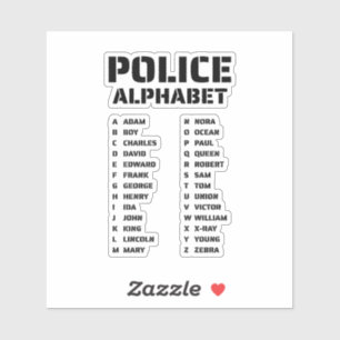 Polizeiphonetischer Alphabet Guide Aufkleber