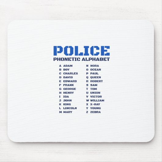 Polizeiphonetisches Wörterbuch - A bis Z Alphabet Mousepad (Vorne)