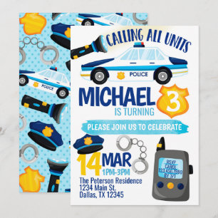 Polizeipolizist Polizist Birthday Party Einladung