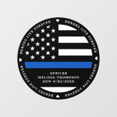 Polizeipräsidentin gefallener Referent Thin Blue L Fensteraufkleber (Blatt)