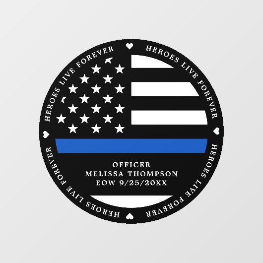 Polizeipräsidentin gefallener Referent Thin Blue L Fensteraufkleber (Blatt)