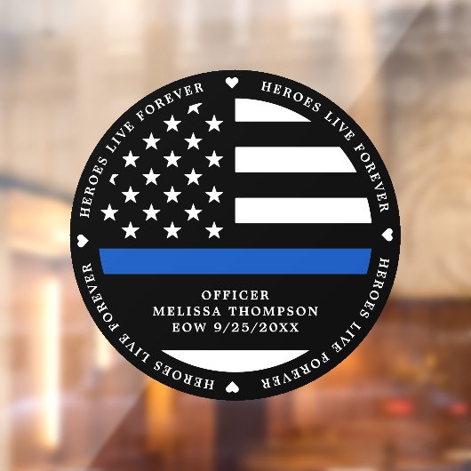 Polizeipräsidentin gefallener Referent Thin Blue L Fensteraufkleber (Blatt 2)