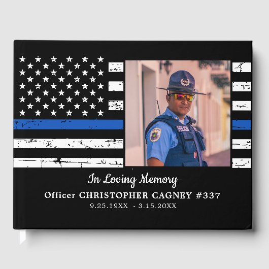 Polizeipräsidium Foto Thin Blue Line Beerdigung Gästebuch (Vorderseite)