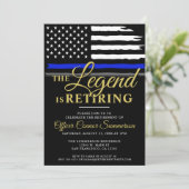 Polizeireferent Party Thin Blue Line Einladung (Stehend Vorderseite)