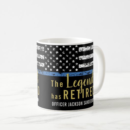 Polizeiretirement American Flag Thin Blue Line Kaffeetasse (VorderseiteRechts)