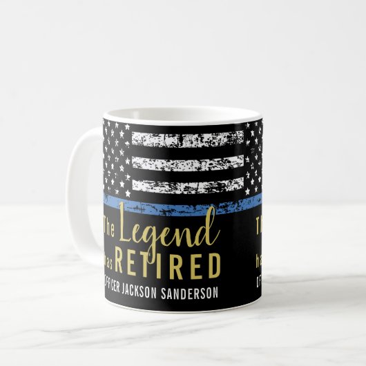 Polizeiretirement American Flag Thin Blue Line Kaffeetasse (Vorderseite Links)