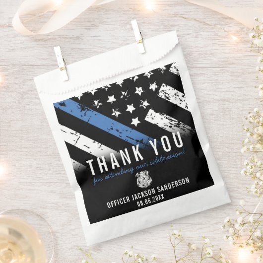 Polizeiretirement Blue Line Flag Vielen Dank Geschenktütchen (Ausgeschnitten)