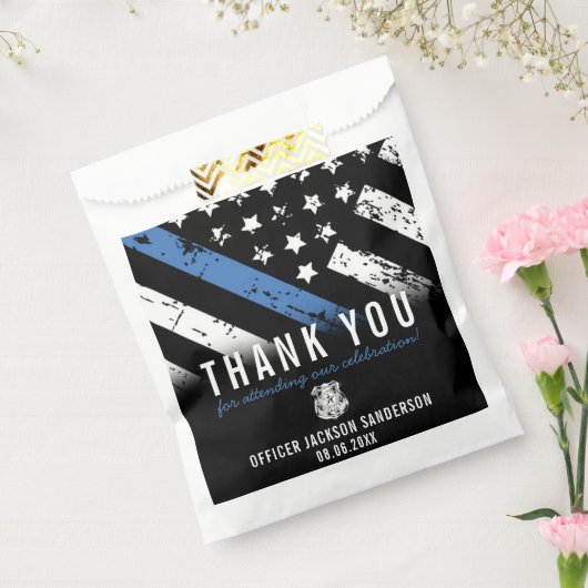 Polizeiretirement Blue Line Flag Vielen Dank Geschenktütchen (Versiegelt)