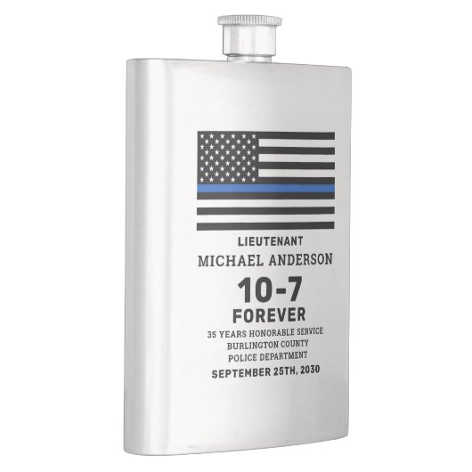 Polizeiretirement-Geschenk personalisieren Thin Bl Flachmann (Rechts)