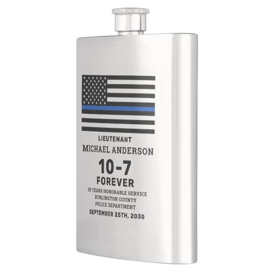 Polizeiretirement-Geschenk personalisieren Thin Bl Flachmann (Links)