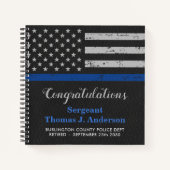 Polizeiretirement Leather Thin Blue Line Gast Notizblock (Vorderseite)