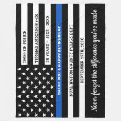 Polizeiretirement Personalisiert dünne blaue Marki Fleecedecke (Vorderseite)