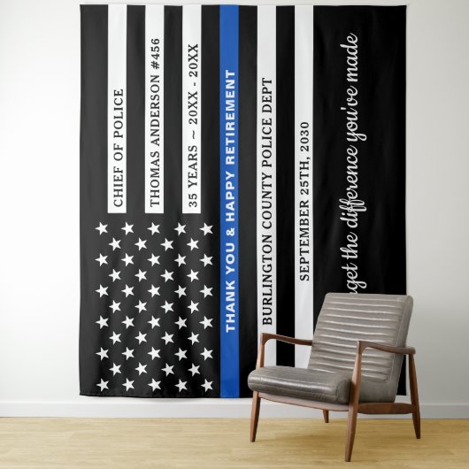 Polizeiretirement Personalisiert dünne blaue Marki Wandteppich (Beispiel)