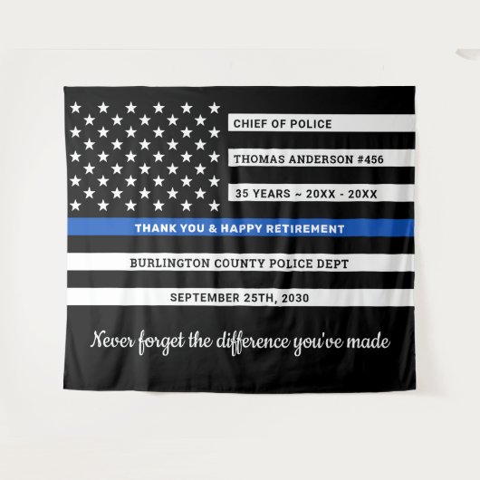 Polizeiretirement Personalisiert dünne blaue Marki Wandteppich